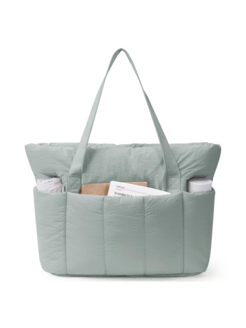 Puffer Tote Bag Nylon Laptop Compartment Travel Work Beach Nurse